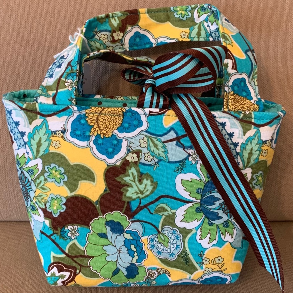 Turquoise-Green-Yellow Floral Fabric Purse - Child